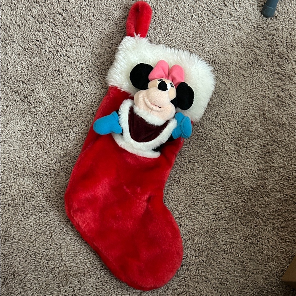 Disney Red and White Holiday Stocking with Minnie Mouse
